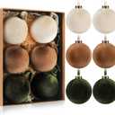HyDren 6 Pcs Velvet Christmas Ball Ornaments 4 Inches Large Flocked Christmas Tree Hanging Ornaments Shatterproof Xmas Bulbs for Home Xmas Tree Party Decor(Beige, Light Brown, Dark Green)