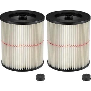 2 Pack 17816 9-17816 Red Stripe Vacuum Cartridge Filter Compatible Wet/Dry Vacuum Models 5, 6, 8, 12, and 16 32 Gal. Vacuums Produced Since 1988 8.5 Inches- White/Red