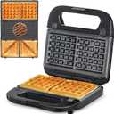 3-in-1 Waffle, Grill & Sandwich Maker, Panini Press Grill and Waffle Iron Set with Removable Non-Stick Plates, Perfect for Cooking Grilled Cheese, Tuna Melts, Burgers, Steaks and Snacks, Black (3 in1 Sandwich Maker With Plastic Handle)