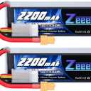 Zeee 3S 120C 2200mAh 11.1V Lipo Battery with XT60 Plug RC Graphene Lipo for FPV Drone Quadcopter Helicopter Airplane RC Boat RC Car RC Models(2 Pack)