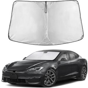 EcoNour Windshield Sunshade Compatible for Tesla Model S 2012-2024 2025 2026, Sun Visor for Front Windshield & Window Sun Shade Cover, UV Heat Blocker & Protector, Car Accessories
