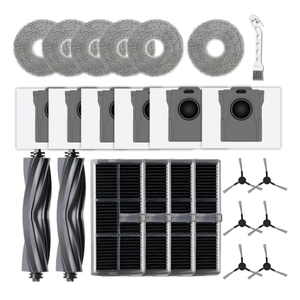 24 Pcs Replacement Parts for Dreame L10s Ultra Gen 2/L10s Pro Ultra Heat/X30 Ultra/L40s Ultra AE/L40s Ultra CE/for E30 Ultra Robot Vacuum. 2 Main Brush,4 Filters,6 Mop Pads,6 Dust Bags,6 Side Brush