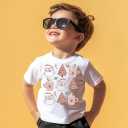 Toddler Boy Christmas Shirt for Girls Kids, Happy Xmas Tee, Santa Snowman Trees Dinosaur Reindeer Digger, 2-6T (3-4T, Tree and Cup-white)