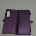 Defencase for Samsung Galaxy Z Fold 7/ Fold7 Wallet Case with RFID Blocking 10-Card Holder, Fashion Soft PU Leather Magnetic Snap Flip Zipper Wrist Strap Phone Case for Galaxy Z Fold 7 5G, Purple