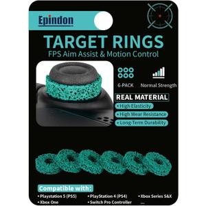2 x Epindon Target Rings | FPS Aim Assist Precision Motion Control | Compatible with PS5/PS5 Edge,PS4, Xbox Series X/S, Xbox One, Switch Pro Controllers, PC Gamepads Normal Strength/Green 6-Pack
