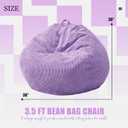 Hobestluk 3.5FT Bean Bag Chair Adult Bean Bag Chair Large Bean Bag Chair with Filler Included Teardrop Bean Bag with Removable Cover for Bedroom Living Room - (Large, Purple)