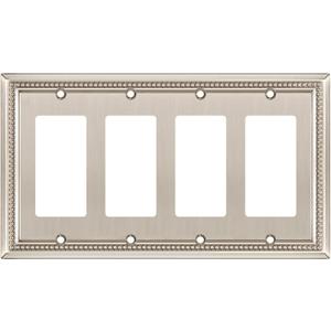 Henne Bery Sunken Pearls Heavy Duty Decorative Wall Plate Switch Plate Outlet Cover (Quad Decorator, Satin Nickel)