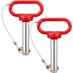 LEIFIDE 2 Pcs 3/4 Inch Trailer Hitch Pins Carbon Steel Galvanized Tow Bar with Steel Wire Rope and Safety Pins for Tractor, Trailer, Boat & More