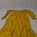 ZESICA Women's 2024 Boho Sexy Off Shoulder Long Sleeve Smocked High Waist Side Split Flowy A Line Tiered Long Maxi Dress, Yellow, X-Large