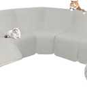 Arfntevss Sectional Recliner Couch Covers for Reclining Sectional Corner Sofa Cover for Dog Washable L Shaped Recliner Slipcover Sets 7-Piece U Shape Non Slip Furniture Protector (Large, Light Grey)