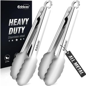 2 Pcs 7 Inch Small Tongs, Heavy Duty Stainless Steel Kitchen Tongs, For Cooking, Food, Buffet, Salad, Fruits, Bread, Dishwasher Safe