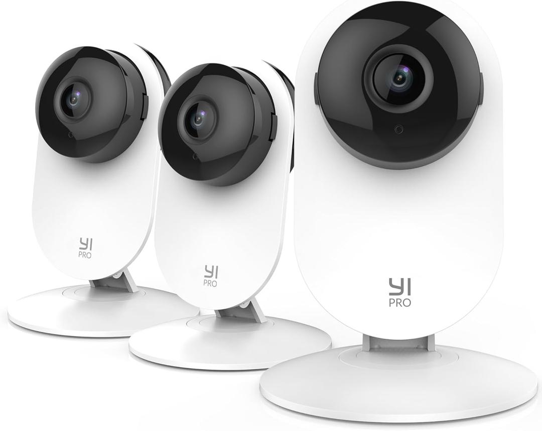 YI Pro 2K 3PC Home Security Camera, 2.4GHz Indoor Cameras for Home Security with Person, Vehicle, Animal Smart Detection, Phone App for Baby, Pet, Dog Monitoring, Works with Alexa and Google Assistant (2K pro 3pc)