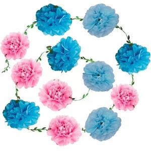 BIG KEYS 4-Piece Paper Flower Set, Garland Decoration, Mixed Colour Paper Ball Garland, Suitable for Birthday Decorations, Baby christenings, Weddings, Engagement Parties, and Christmas.