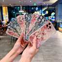 for iPhone 11 Pro Case Bling Cute Flowers Butterfly, Slim Glitter Cover, Raised Camera Lens Protection Shockproof Sparkly Floral Phone Case for Women Girls 5.8" - Blue