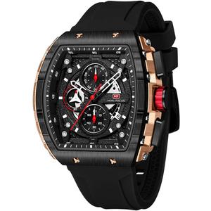 Mini Focus Men's Watch Fashion Sport Wrist Watches (Chronograph/Waterproof/Luminous/Calendar) Silicon Strap Quartz Watch for Men (Black_Golden)
