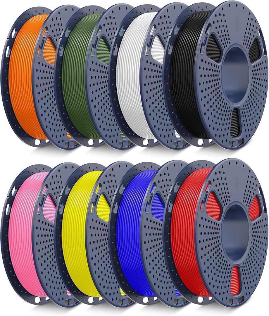 JAYO Rapid PLA 3D Printer Filament Bundle 2KG, High Speed PLA Filament 1.75mm 50mm/s - 600mm/s Print Range, 8 Pack 250g Spool Filament (Black, White, Blue, Red, Pink, Orange, Yellow, Olive Green)