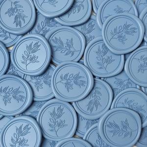 50Pcs Dusty Blue Self-Adhesive Wax Seal Stickers - Wax Seal Perfect for Wedding Invitation or Envelope Good Adhesion and Easy to Use, Wedding Invitation Accessories
