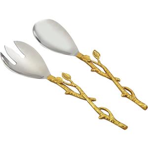 Golden Vine Salad Server Set, 12-Inch, Silver Gold