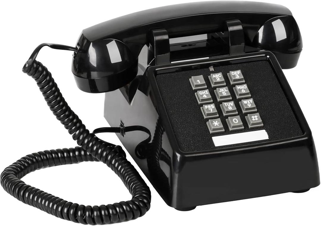 Sangyn Classic Vintage Cord Phones for Landline Old Telephone with Mechanical Ringer Volume Control Retro Analog Desk Phone for Home House School, Black