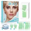 Waxfans 56PCS Wax Strips for Face, Eyebrow Wax Strips for Hair Removal, Waxing Kit for Women's Lip,Chin,Bikini,Underarms,Legs,Cejas | 56ct Face Wax Strips with 4 Post-wax Oil Wipes (Light Blue)
