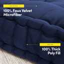 Floor Pillow Large Square Tufted Decorative Cushion 20" x 20" Faux Velvet Fabric Ultra Thick Fill for Kids and Adults, 1 Pack, Navy