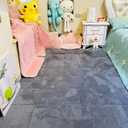 16 Pcs Kids Foam Interlocking Carpet Tiles with Border, Thick Carpet Squares Plush Floor Playmats Baby Crawling Rug - 49" x 49",Grey (Grey, 16 Tiles)
