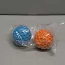 HIPPIH Indestructible Squeaky Dog Toys, Interactive Dog Balls 2 Pack, Chew Toys for Aggressive Chewers, Natural Rubber Puppy Toy for Large/Medium Dogs, Tough Puppy Teething Toy, Relieve Anxiety (3.15inch+3.15inch, Blue+Orange)