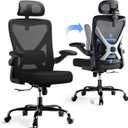 Black Ergonomic Office Chair: Mesh Desk Chair Comfy with Headrest& Lumbar, Pack of 1
