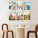 JYHARTJX 6Pcs Europe Italy Canvas Wall Art Vintage Travel Cities Posters Trendy Modern Colorful Landscape Painting Pictures Amalfi Coast Positano Florence Wall Decor Venice Rome Aesthetic Prints