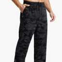 Soothfeel Men's Cotton Sweatpants with Zipper Pockets Open Bottom Yoga Pants Straight Leg Casual Athletic Lounge Sweat Pants, Grey Camo, XL