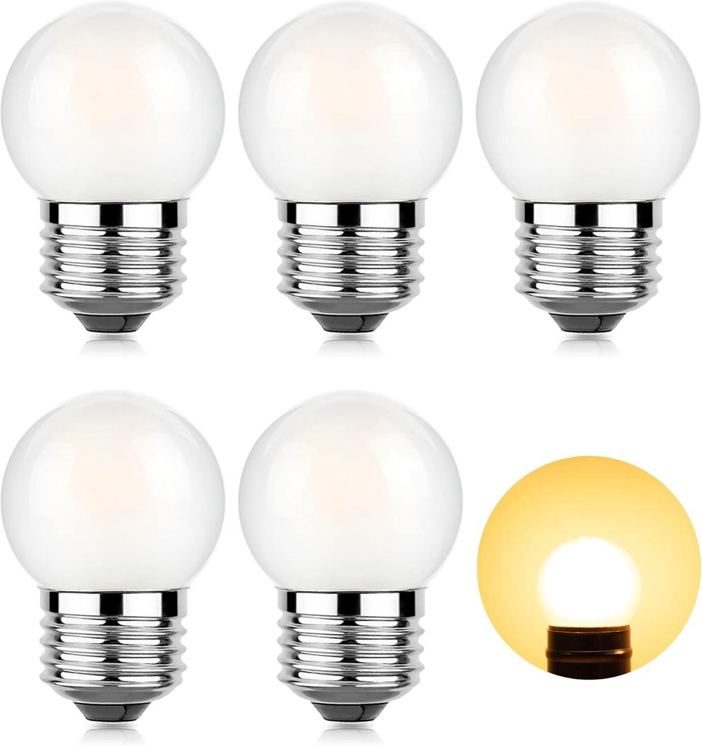 Dimmable LED 3W Small Light Bulb, 25w Equivalent E26 Standard Screw Base, G40 Soft Warm White 2700K 260lm Frosted Lights Bulb for Bathroom, Bedroom, Table Lamp Bulb, Bedside Accent Pack of 6