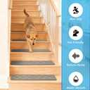 Art3d Stair Treads for Wooden Steps 15Pcs, 8" X 30" X 0.4" Non Slip Stair Runner Rugs with Reusable Adhesive for Elders Kids and Dogs, Washable Peel and Stick Stair Treads Carpet, Beige