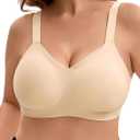 Bra for Women Supportive Wireless Seamless Jelly Push Up No Underwire Full Coverage Bralette Everyday (Beige, XXL)