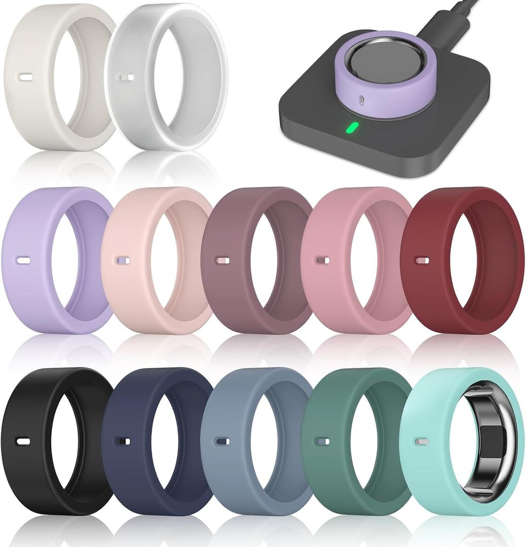 12 Pack Ring Cover Compatible with Oura Ring Gen 4/4 Ceramic, Oura Ring Gen 3 Horizon/Heritage, Support Charging with Cover on, Anti-Scratch Elastic Silicone Ring Protector for Men Women Working Out