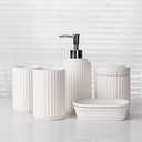 White Bathroom Accessory Set 3PCS, Ceramic Bathroom Accessories Set, Classic Design Bathroom Accessories Sets Complete, Home Apartment Modern Bathroom Decor Vanity Countertop, ANTIS'S HOME