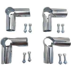 90 Degree 3-Way Pipe Connector, Stainless Steel End Rail Clamps, 1 in O.D., Chain Link Fence Fittings with Bolts and Nuts (4 Set)