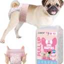 Dono Disposable Pull It Up Female Dog Diapers, 360 Stretchy Waist Puppy Diapers, Super-Absorbent Doggie Diapers with Rapid-Dry Technology Leak-Proof Design for Doggy in Heat Period, M 60 Pcs