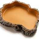 Extra Large Simulation Rock Reptile Feeding Bowls Resin Corn Snake Ball Python Iguana Bearded Dragon Tortoise Food Water Dish Bathing Bowl Habitat Accessories, 9.5 inch x 6 inch, S