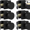 goldenwarm Black Door Knobs Interior, Zinc Alloy Square Ball Matte Black Privacy Door Knobs for Bedroom, Bathroom,Heavy Duty Interior Door Knob Bulk  Modern & Stylish(6 Pack)