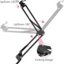 Overhead Phone Mount Stand ChromLives Phone Video Stand Articulating Arm Phone Mount Table Top with Base Adjustable 360 Cell Phone Tablet Holder Mount Desktop Compatible with Phones, Tablets, iPad