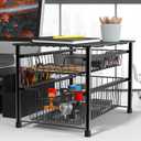 Simple Houseware Stackable Sliding Basket Organizer Drawer, Black, 2-Tier