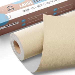 Leather Repair Kit for Furniture 16"x 63" Leather Tape Repair Patch Self Adhesive Sofa Vinyl Repair Patch Kit for Car Seat,Couch,Boat Seat,Chair - Beige Yellow