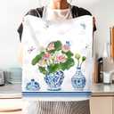 Flower Bird Tea Towels, Spring Summer Cotton Kitchen Towel 18.927.5 inch, Quick Drying Dish Cloth for Party Anniversary Holiday Decoration Housewarming Gifts (Blue and White Porcelain)
