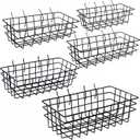 5-Piece Pegboard Baskets Set - Heavy Duty Peg Board Organizer Accessories Bin Set, Premium Black Metal Wire Baskets Tool Shelves, Wall Mount Storage for Garage Workshop Craft Room