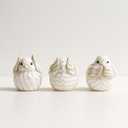 Set of 3 Resin Bird Figurines  Decorative Animal Sculptures for Home Decor  Polyresin Rustic Bird Statues for Shelves, Desks, Tables, or Living Room Accent Display  5" Ivory