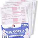 1099 NEC Copy A Forms 75 Forms (25 Sheets) Federal Income Laser Tax Forms, 2025