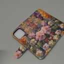 DEENAKIN for iPhone 15 Pro Max Wallet Case with Card Holder + Cash Clip, RFID-Blocking, Military-Grade Protection & UV-Printed Artwork, Magnetic Closure with Leather Stand - Oil Painting Flowers