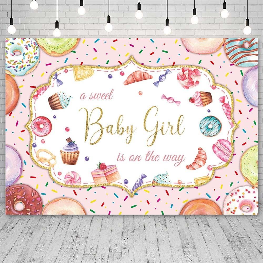 Sendy 7x5ft Donut Baby Shower Backdrop A Sweet Baby Girl is on The Way Baby Shower Photography Background Sweet Donut Colorful Sprinkle Confetti Party Decorations Banner Supplies, One Size