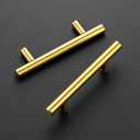 Ravinte 35 Pack 5 Inch Cabinet Pulls Brushed Brass Stainless Steel Kitchen Drawer Pulls Cabinet Handles 5Length, 3 Hole Center