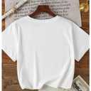 RoseSeek Women's Letter Print T Shirts Crewneck Short Sleeve Tee Tops Streetwear Tops White and Black Small (S)